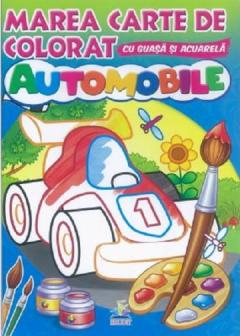 Automobile - Marea carte de colorat cu guasa si acuarela