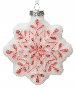 Ornament brad - Snowflake Glass with Snow Finish All Over with Glitter