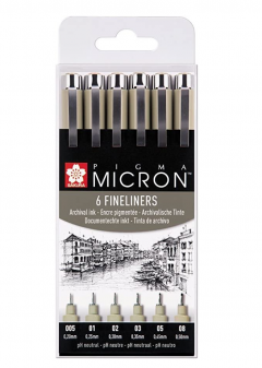 Set 6 pixuri - Sakura - Pigma Micron - Fineliner - Black