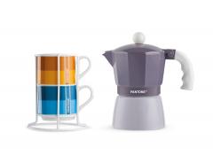 Set cafetiera si 2 cani - Pantone Linear Moka Viola 3 Cups