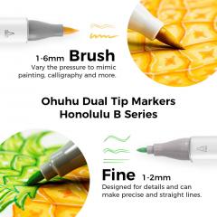Set 48 markere Brush & Fine - Ohuhu Honolulu B - Multicolor