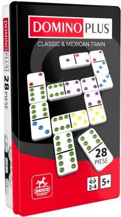 Joc de societate - Domino Plus (Cutie metalica)