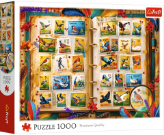 Puzzle 1000 de piese - Colectie de timbre - Atlasul pasarilor