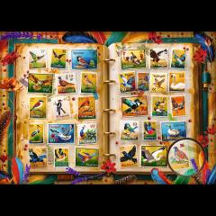 Puzzle 1000 de piese - Colectie de timbre - Atlasul pasarilor