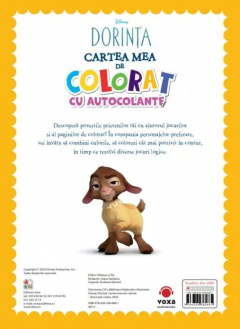 Disney Dorinta. Cartea mea de colorat cu autocolante. Lipeste si coloreaza!