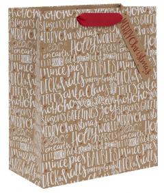 Punga cadou - Christmas Text Kraft, Large