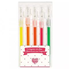 Set 5 fluorescent wax crayons