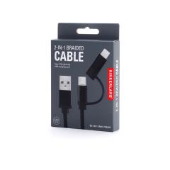 Cablu incarcare - Black 2-in-1 Braided Cable