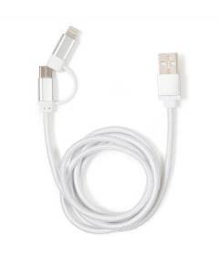 Cablu incarcare - Silver 2-in-1 Braided Cable