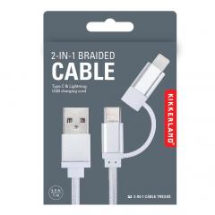 Cablu incarcare - Silver 2-in-1 Braided Cable