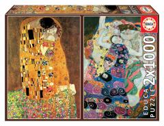 Puzzle 2x1000 piese - Gustav Klimt - The Kiss and The Virgin														