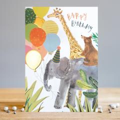 Felicitare - Happy Birthday Animal Balloons