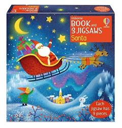 Usborne Book and 3 Jigsaw Puzzles: Santa