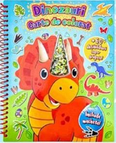 Dinozauri - Carte de colorat cu corn