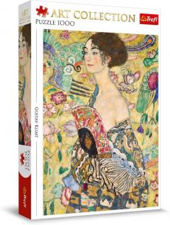 Puzzle 1000 piese - Art Collection - Gustav Klimt - Doamna cu evantaiul