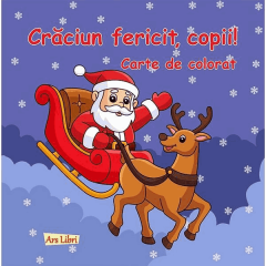 Carte de colorat - Craciun fericit, copii!