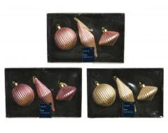 Set 3 globuri - Matt Glass Gold Blushing at the Bottom Mix, mai multe culori