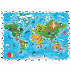 Puzzle 108 piese - Harta animalelor