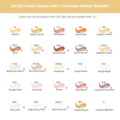 Set 24 markere + 1 blender - Ohuhu Dual Tips - Skin Tones