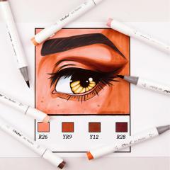 Set 24 markere + 1 blender - Ohuhu Dual Tips - Skin Tones