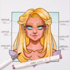 Set 24 markere + 1 blender - Ohuhu Dual Tips - Skin Tones