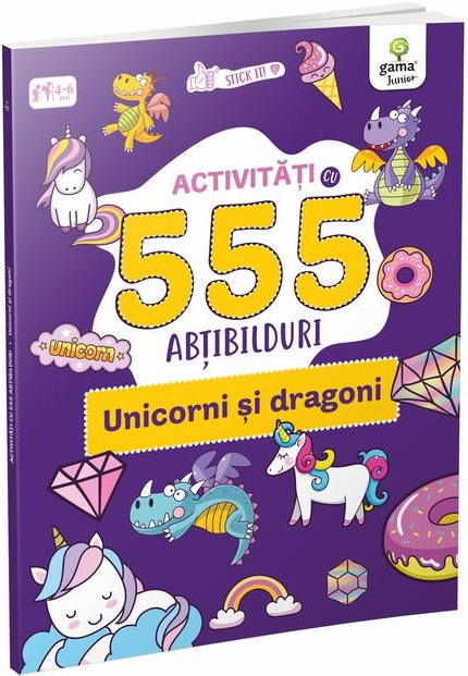 Activitati cu 555 abtibilduri - Unicorni si dragoni