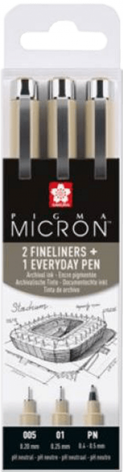 Set 3 linere - Pigma Micron Urban - Negru