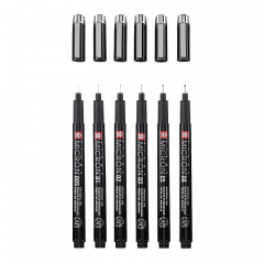 Set 6 pixuri - Negru - Mai multe grosimi