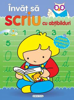 Invat sa scriu cu abtibilduri. Lipeste, coloreaza si scrie!