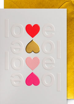 Felicitare - Postco - Love & Hearts - Embossed Greeting Card