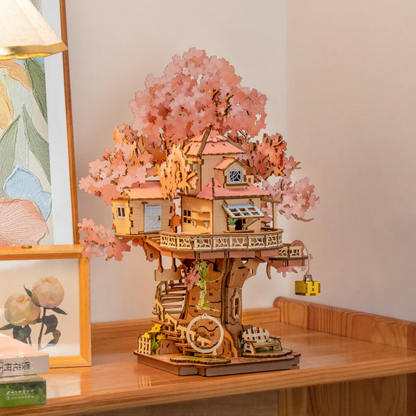 Puzzle 3D - Casa din Copacul Sakura, 535 piese - Robotime