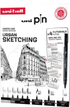 Set 6 linere cadou + 1 pensula + 1 creion mecanic 0.5 mm + 1CS3 + 1 perie  - Urban Sketching