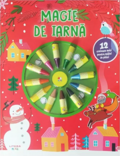 Magie de iarna. Carte de colorat. 12 creioane mici pentru maini de pitici