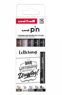 Set 4 markere si 1 liner - Uni Pin - Lettering