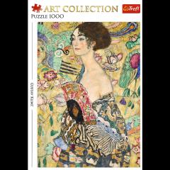 Puzzle 1000 de piese - Art Collection - Gustav Klimt: Doamna cu evantai