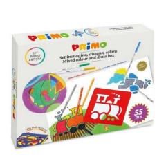 Primo Paintset2 Ready to use coloring set with 55 pieces: 24 high quality coloring pencils with mine