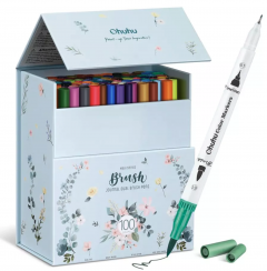 Set 100 markere - Ohuhu Maui - Dual Tips, Multicolor (Brush & Fineliner)