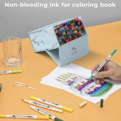 Set 100 markere - Ohuhu Maui - Dual Tips, Multicolor (Brush & Fineliner)
