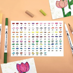 Set 100 markere - Ohuhu Maui - Dual Tips, Multicolor (Brush & Fineliner)