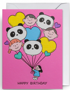 Mini-felicitare - Sundae Kids - Panda Balloons