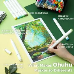 Set 60 markere Fine & Chisel - Ohuhu Oahu - Multicolor