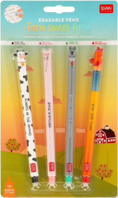 Set 4 pixuri cu radiera - Animale de la ferma