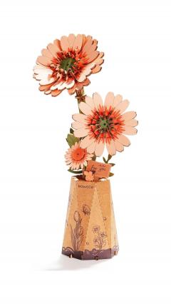 Puzzle 3D  - Floarea Gerbera portocalie deschisa, 132 piese