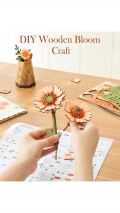 Puzzle 3D  - Floarea Gerbera portocalie deschisa, 132 piese