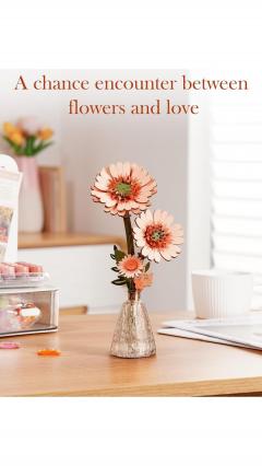 Puzzle 3D  - Floarea Gerbera portocalie deschisa, 132 piese