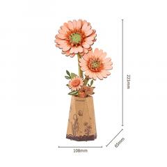 Puzzle 3D  - Floarea Gerbera portocalie deschisa, 132 piese