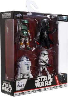 Set 4 figurine - Metalfigs - Star Wars: Boba Feet, Darth Vader, R2-D2, Stormtrooper