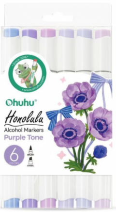 Set 6 markere - Varf dublu, reversibil - Tonuri de violet