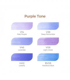 Set 6 markere - Varf dublu, reversibil - Tonuri de violet