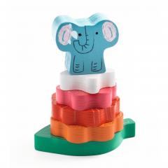 Puzzle din lemn si joc de asamblat (2 in 1) - Happy, 7 piese